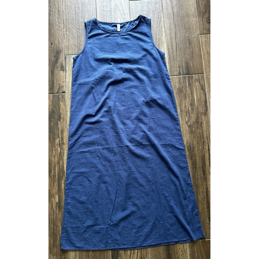 Noracora Women XXL Navy Blue Bamboo Sleeveless Maxi Shift Dress 1346125#